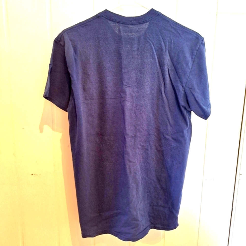 Gildan Navy Blue "BEER" Graphic Men's T-Shirt Size M Humor Very Good Condition - Picture 2 of 3